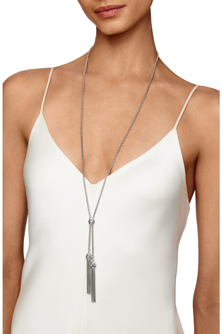 Renaissance Tassel Necklace with Diamonds in Silver, Alternate, color, DIAMOND