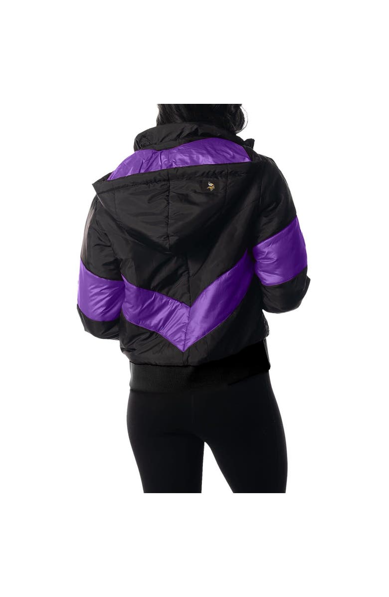 THE WILD COLLECTIVE Women's The Wild Collective Black Minnesota Vikings Puffer Full-Zip Hoodie, Alternate, color,