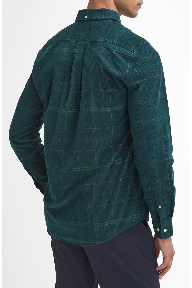 Blair Tailored Fit Plaid Cotton Corduroy Button-Down Shirt, Alternate, color, GREEN LOCH