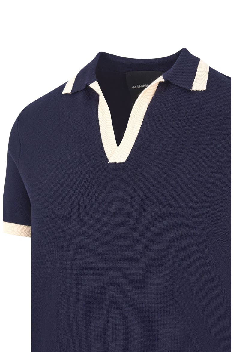 Lambert Contrast Detail Knit Polo Shirt, Alternate, color, Navy