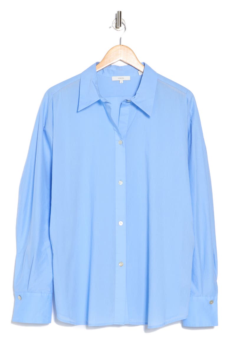 Sculpted Voile Button-Up Shirt, Alternate, color, CERULEAN