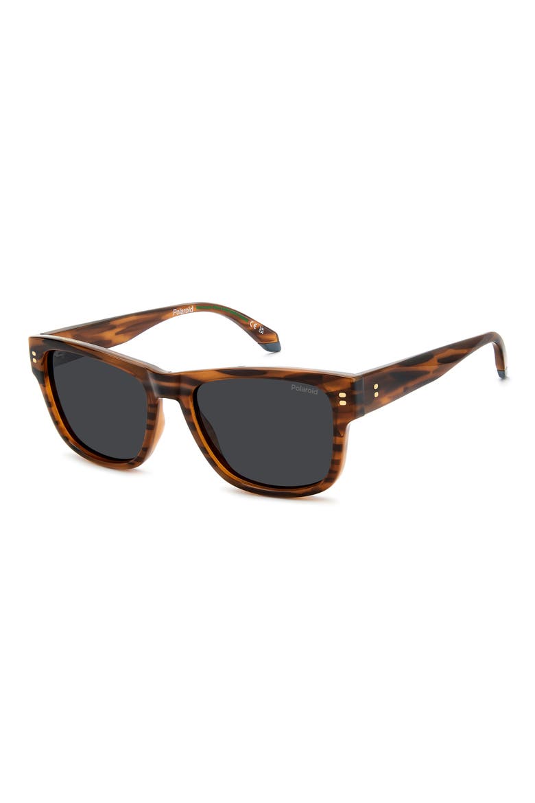55mm Polarized Square Sunglasses, Alternate, color, HAVANA ORANGE/ GREY PZ