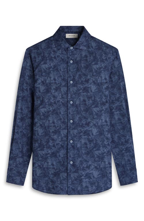Bugatchi Axel Trim Fit Abstract Floral Cotton Button-up Shirt In Blue