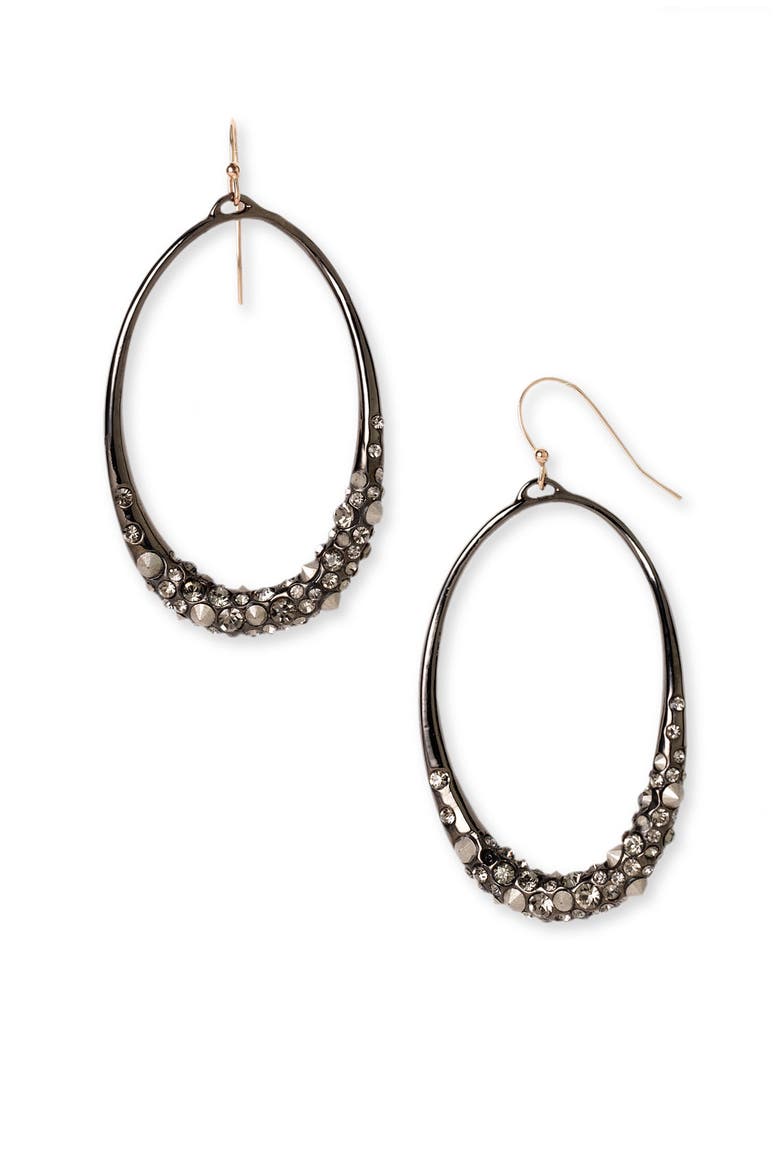 'Miss Havisham' Medium Crystal Encrusted Earrings, Main, color, GUNMETAL