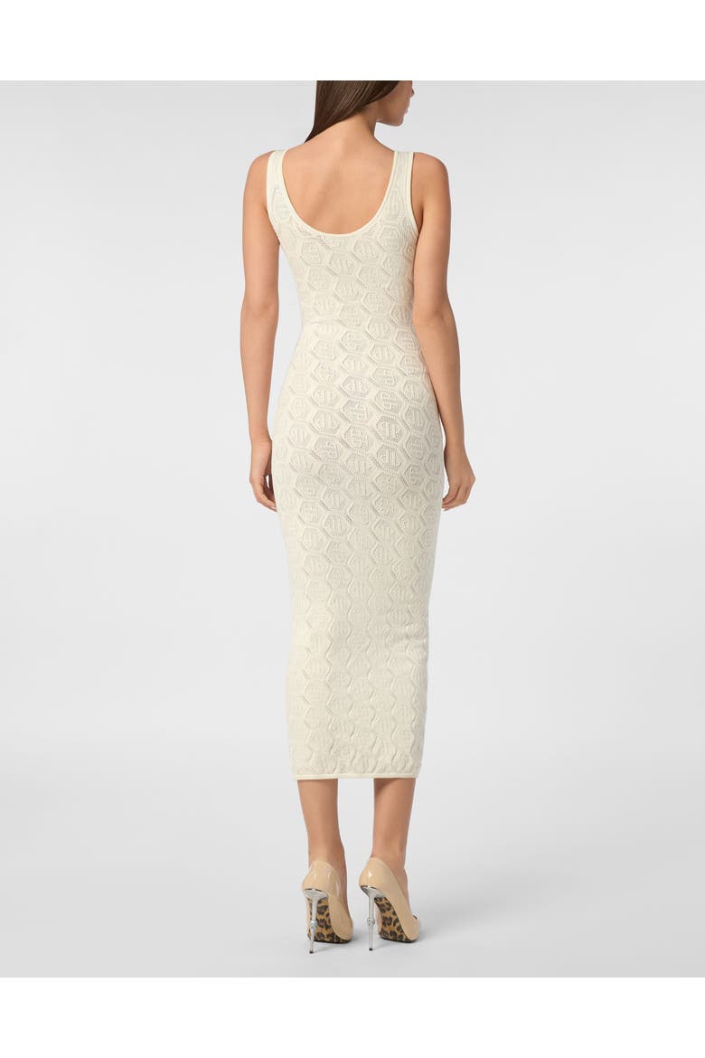 Viscose Long Dress Monogram Women, Alternate, color, white