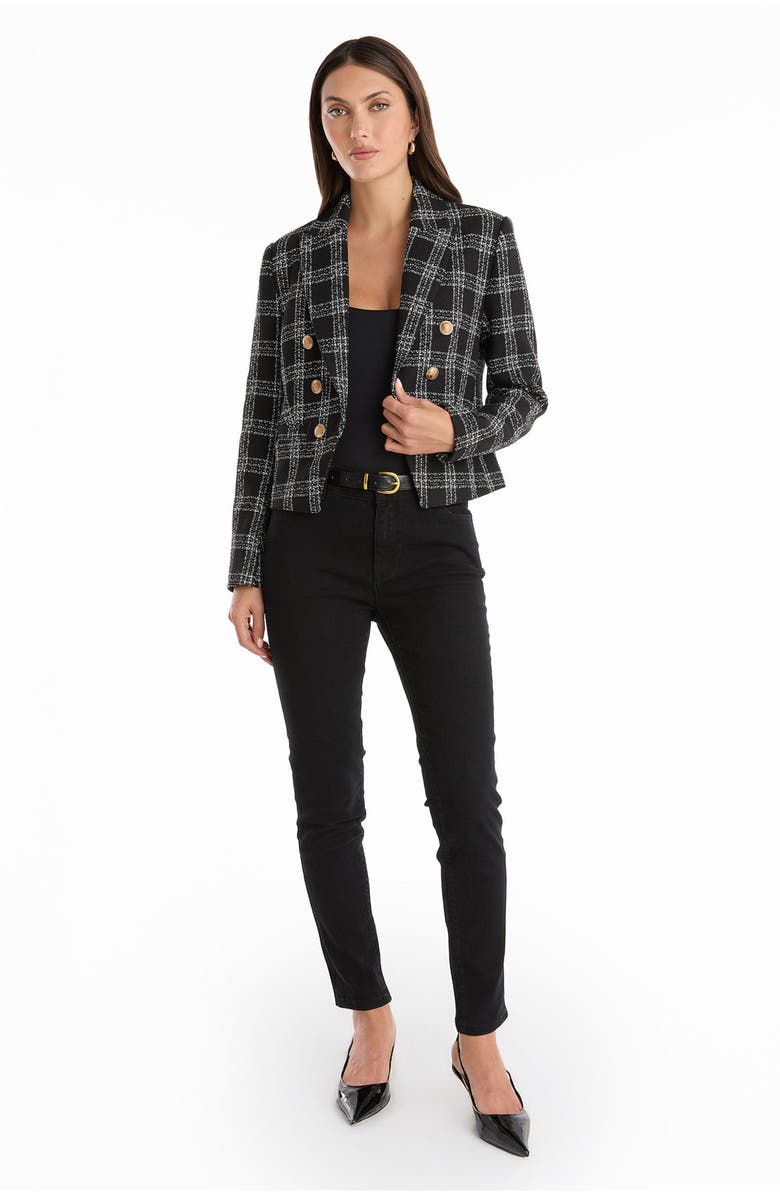 The Noli Shop Gabrielle Tweed Double Breasted Blazer, Alternate, color, Black Tweed