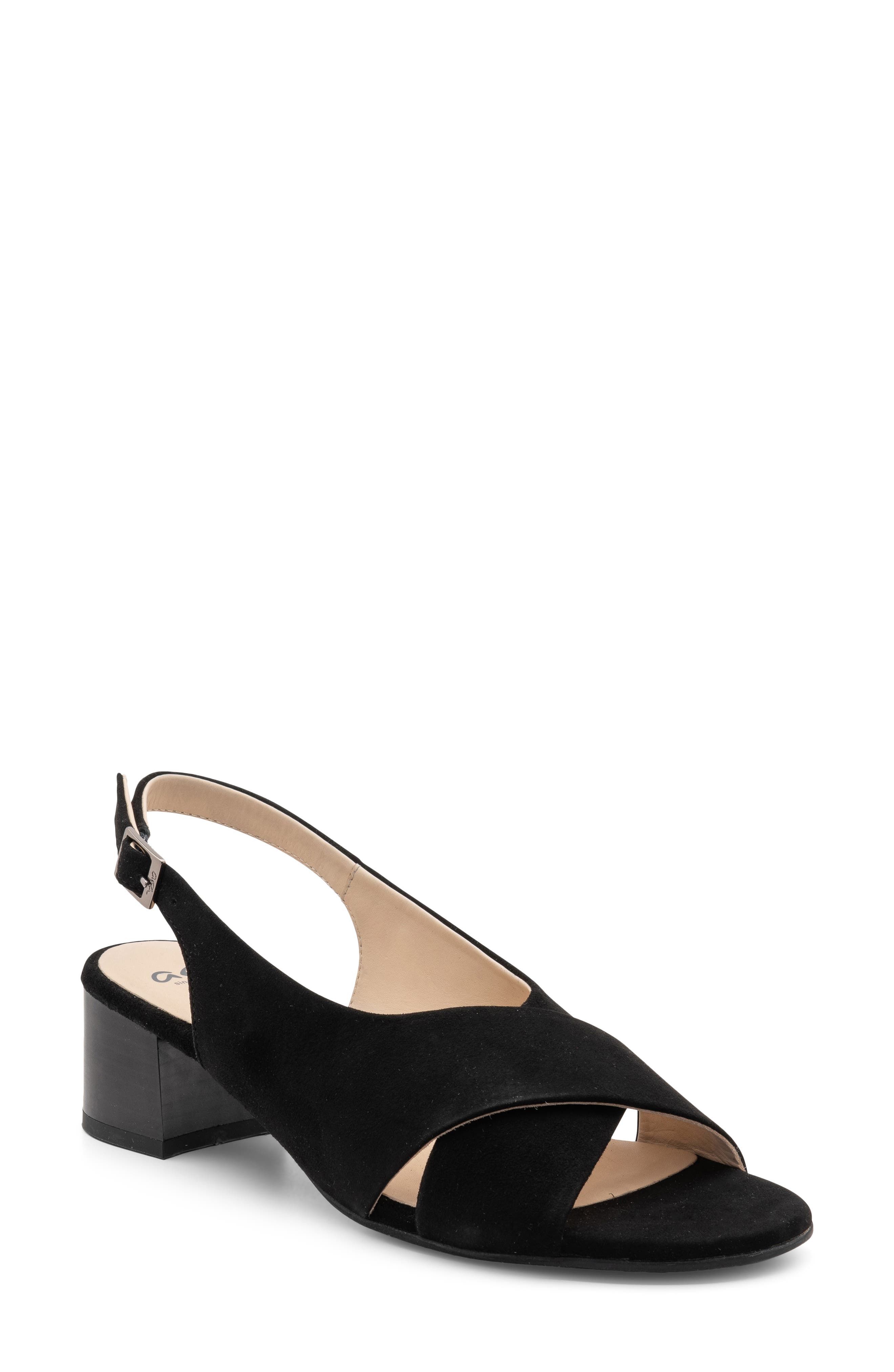 ara Petunia Slingback Sandal, Main, color, Black Suede
