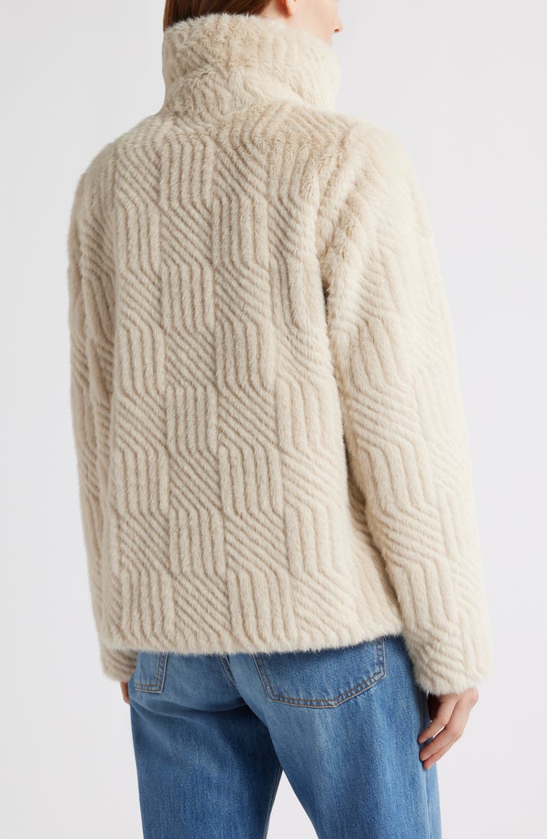 Bernardo Square Pattern Faux Fur Coat, Alternate, color, Oatmeal