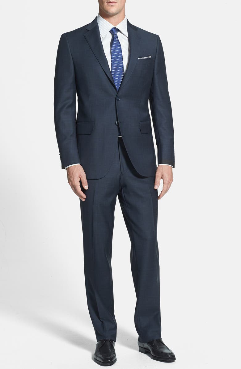 Peter Millar Classic Fit Navy Windowpane Suit, Main, color,