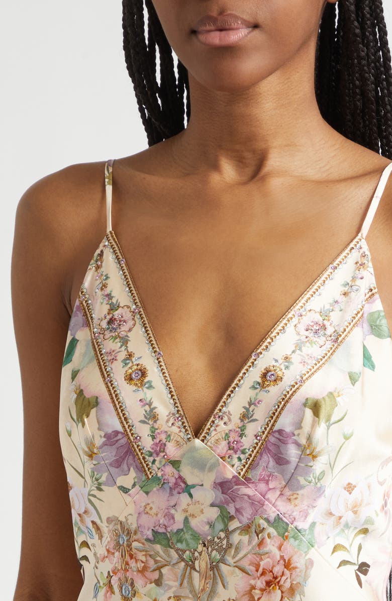 Camilla Adorned in Aranjuez Bias Cut Silk Slipdress, Alternate, color, Adorned In Aranjuez