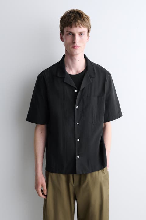 Camp-collar Cotton Shirt