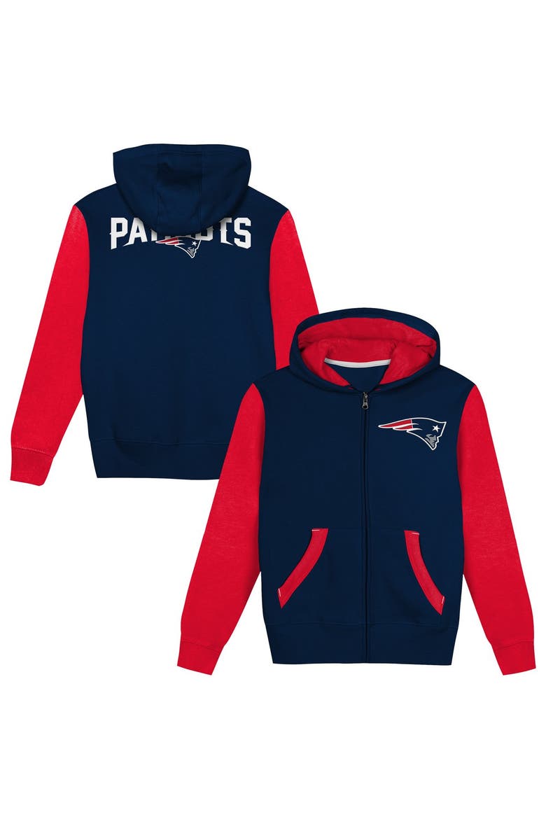Toddler Outerstuff  Navy/Red New England Patriots Stadium Colorblock Full-Zip Hoodie, Main, color, Navy
