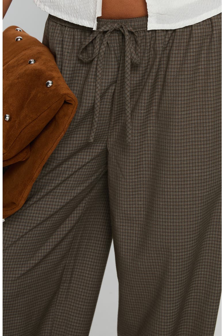 Ketrina Tie Waist Plaid Wide Leg Pants, Alternate, color, BROWN PLAID