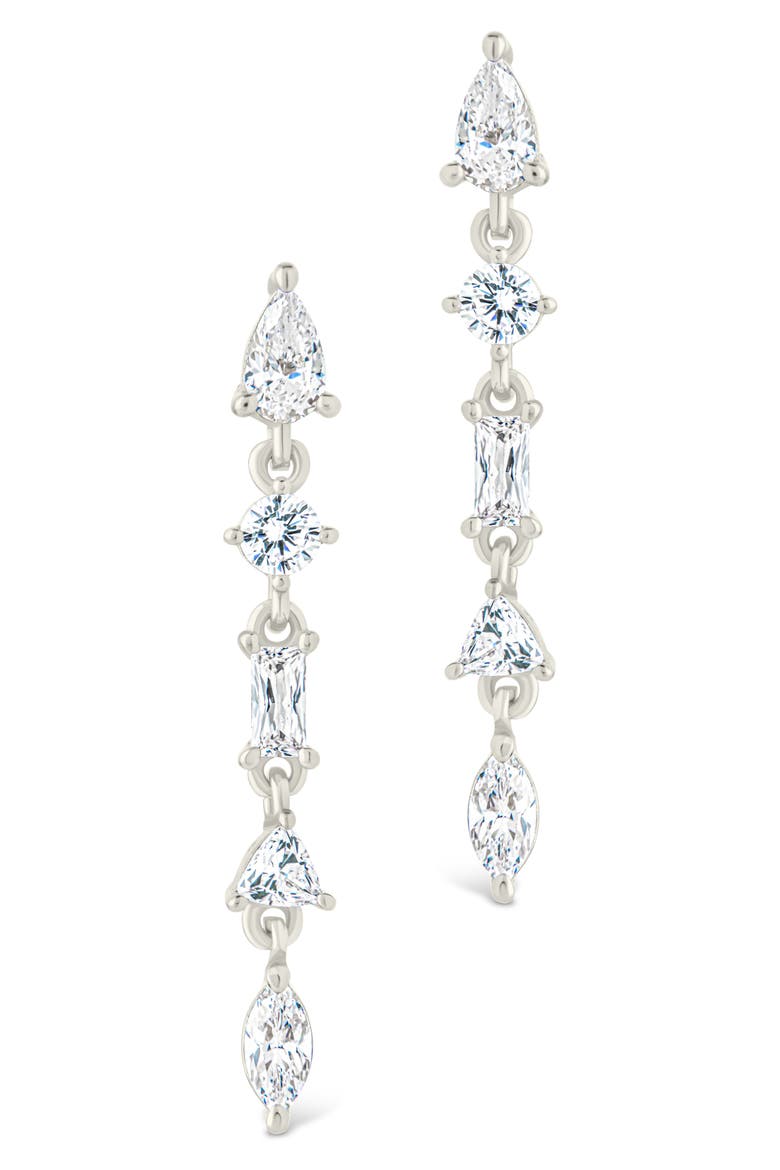 Jacinda Cubic Zirconia Drop Earrings, Alternate, color, SILVER