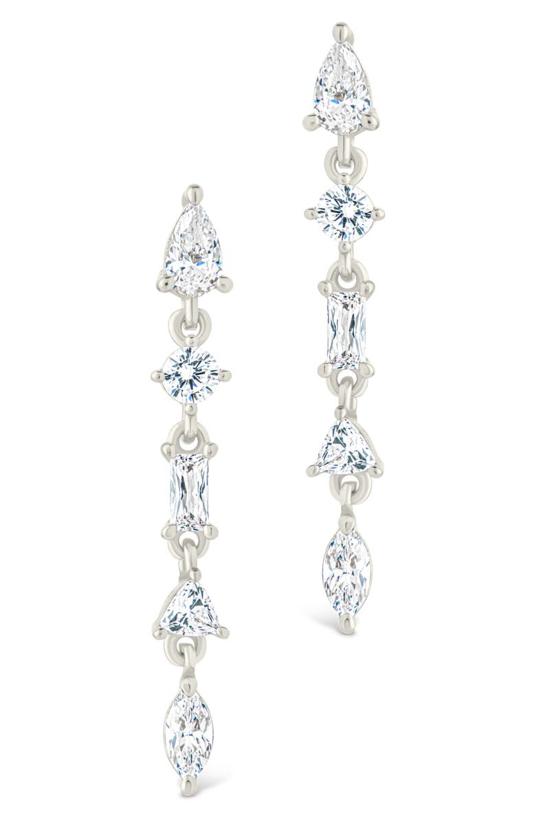 Sterling Forever Jacinda Cubic Zirconia Drop Earrings, Alternate, color, Silver