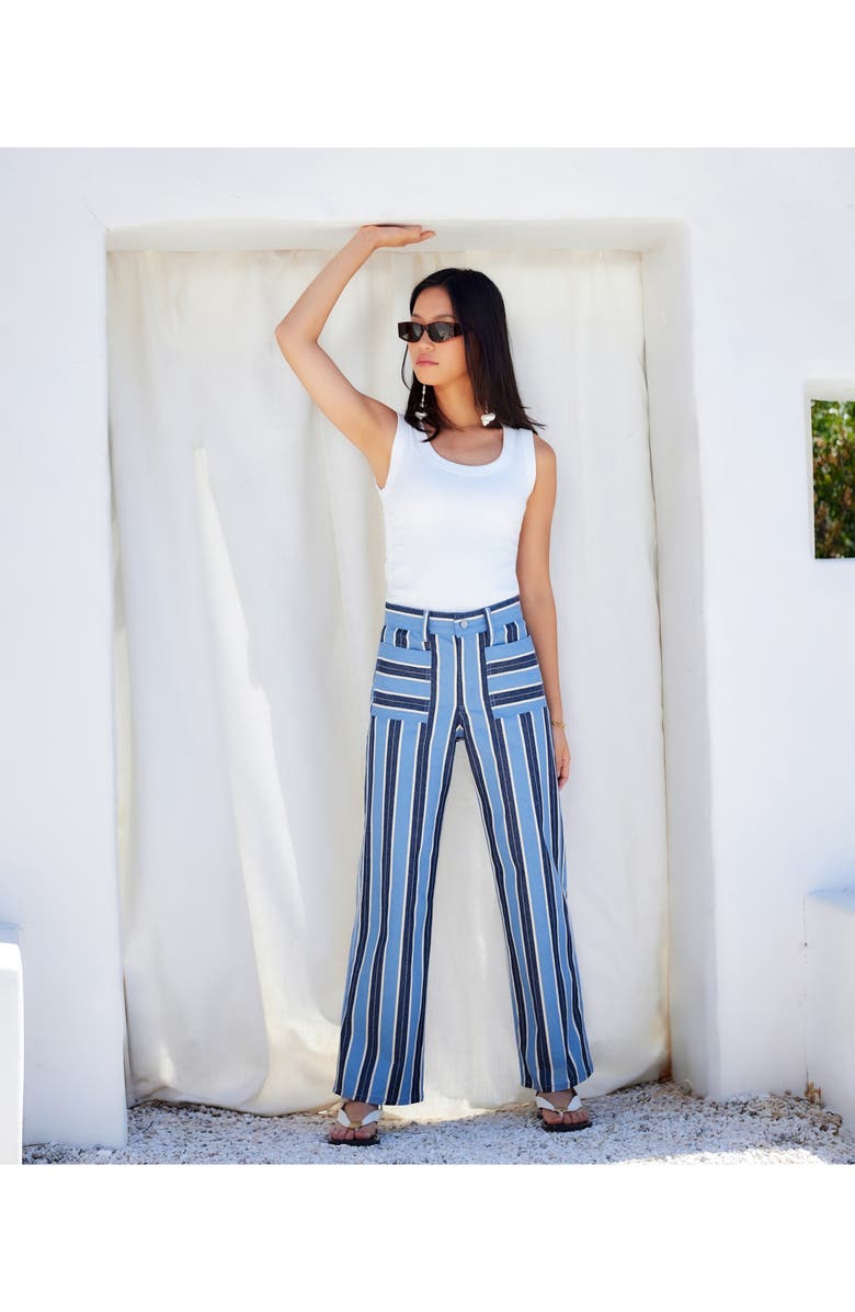FIFTEEN TWENTY Lynny Stripe Patch Pocket Wide Leg Pants, Alternate, color, Blue/ Cream