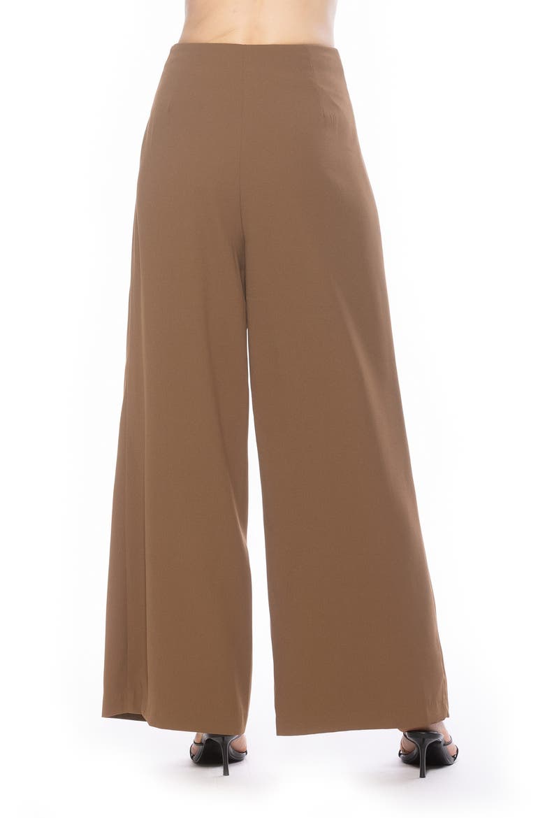 Elia High Waist Pleat Wide Leg Pants, Alternate, color, BROWN