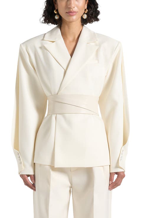 Marie Twist Sleeve Tailored Blazer with Belt