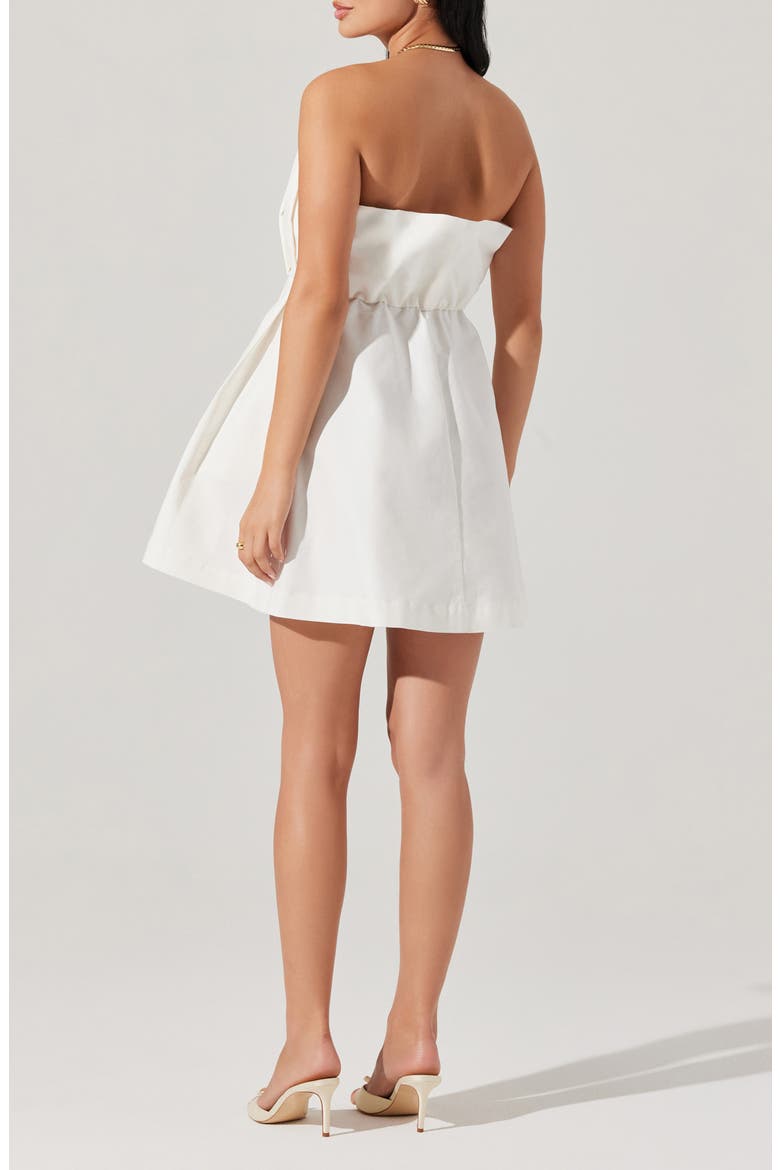 Clemira Pleated Strapless Cotton Dress, Alternate, color, WHITE