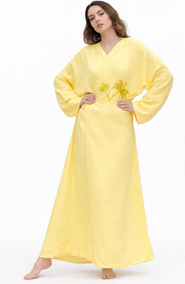 Le Fafo Palm Embroidered Silk Kaftan