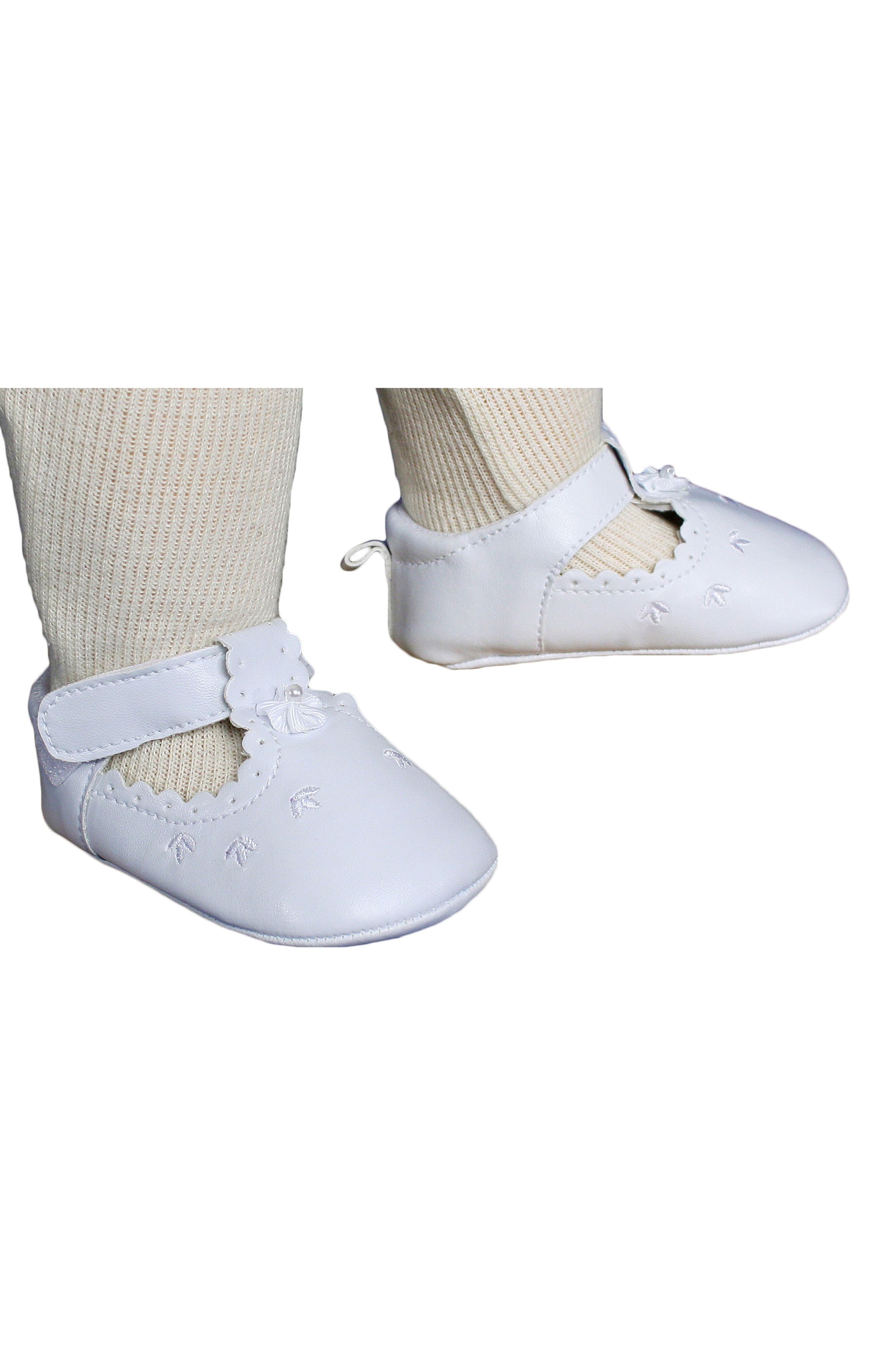 Little Things Mean a Lot Mary Jane Crib Shoe, Alternate, color, White