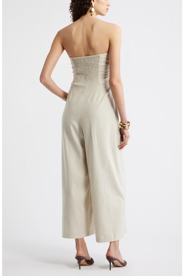 Strapless Linen Blend Jumpsuit, Alternate, color, BEIGE OATMEAL