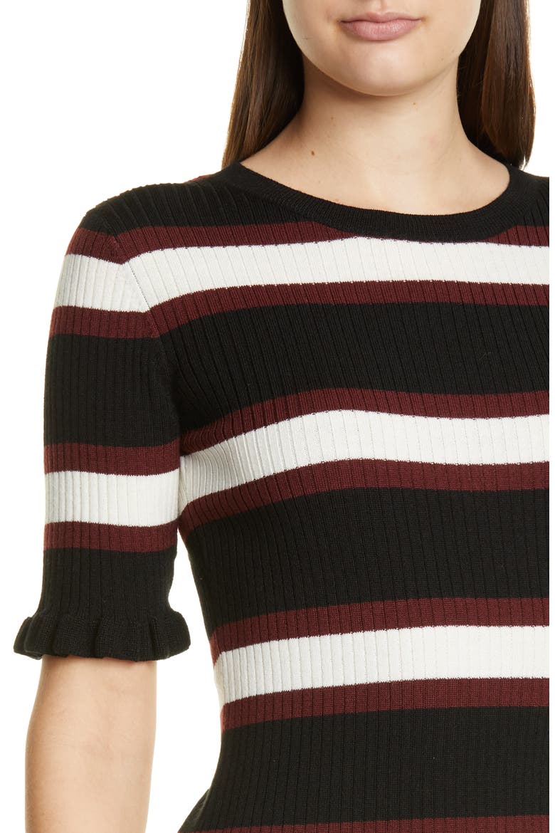 '70s Ruffle Cuff Wool Blend Sweater (Nordstrom Exclusive), Alternate, color, NOIR MULTI