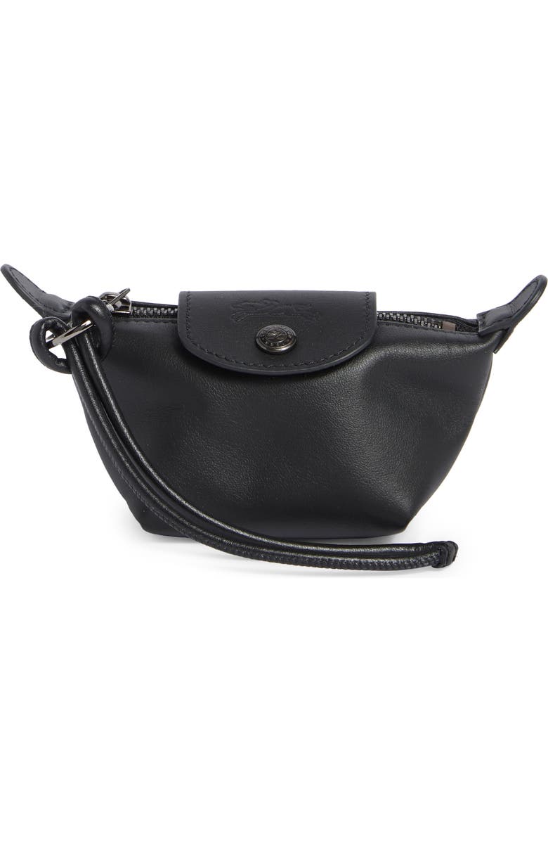 Longchamp Le Pliage Xtra Leather Coin Purse, Main, color, Black