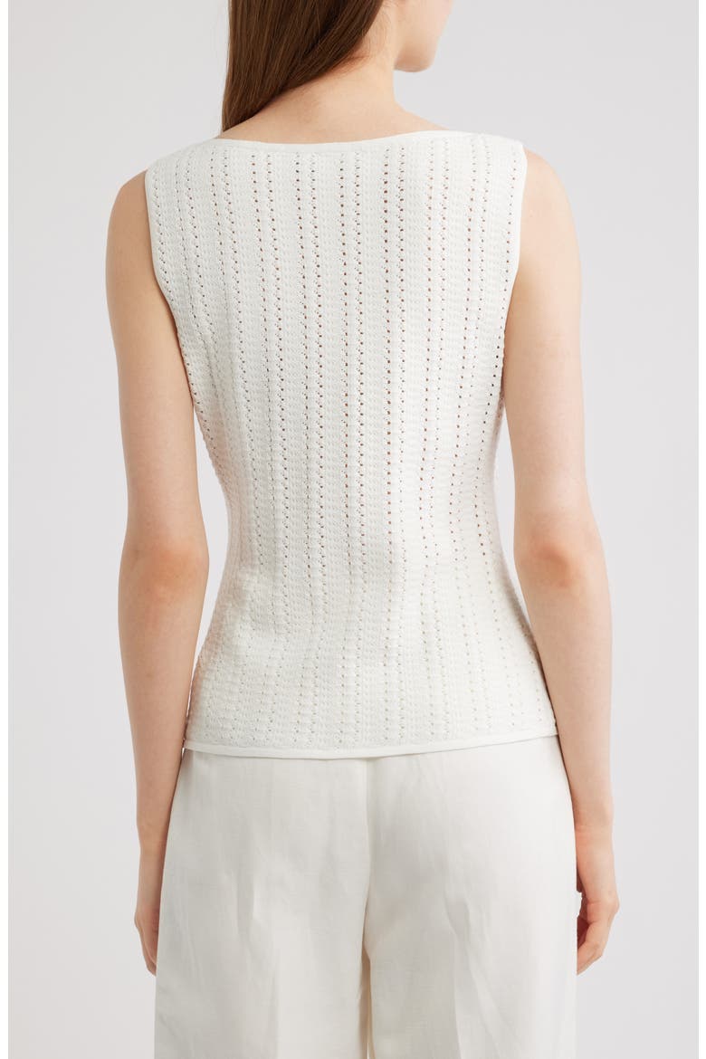 Pointelle Rib Knit Boat Neck Tank, Alternate, color, WHITE - 100