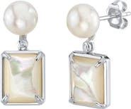 The Pearl Source White Freshwater Pearl & Mother of Pearl Aubrey Earrings