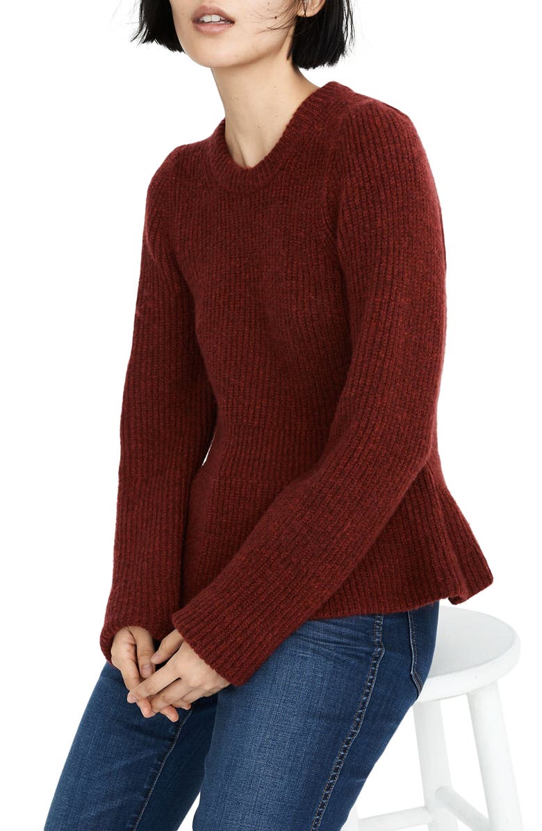 Madewell Peplum Pullover Sweater, Main, color,