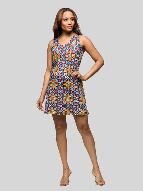 Floral Print Sleeveless Knee Length Shift Dress