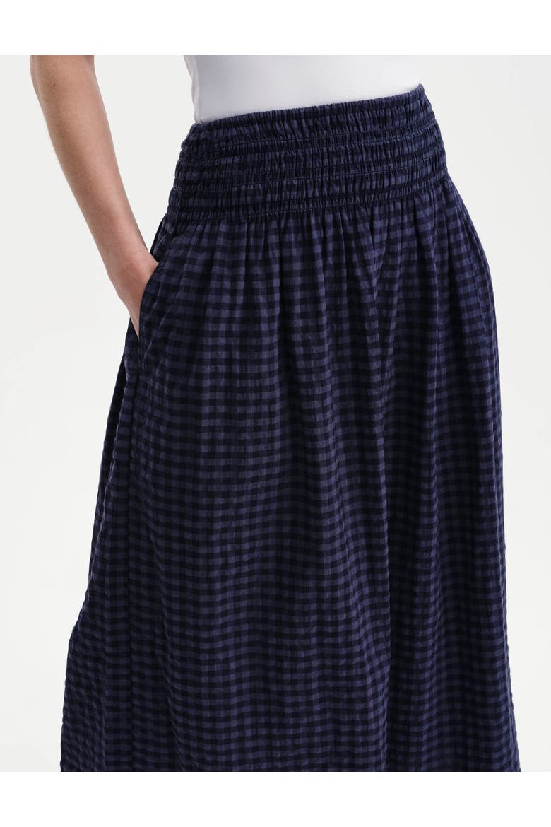 Vanessa Gingham Seersucker Midi Skirt, Alternate, color, Navy