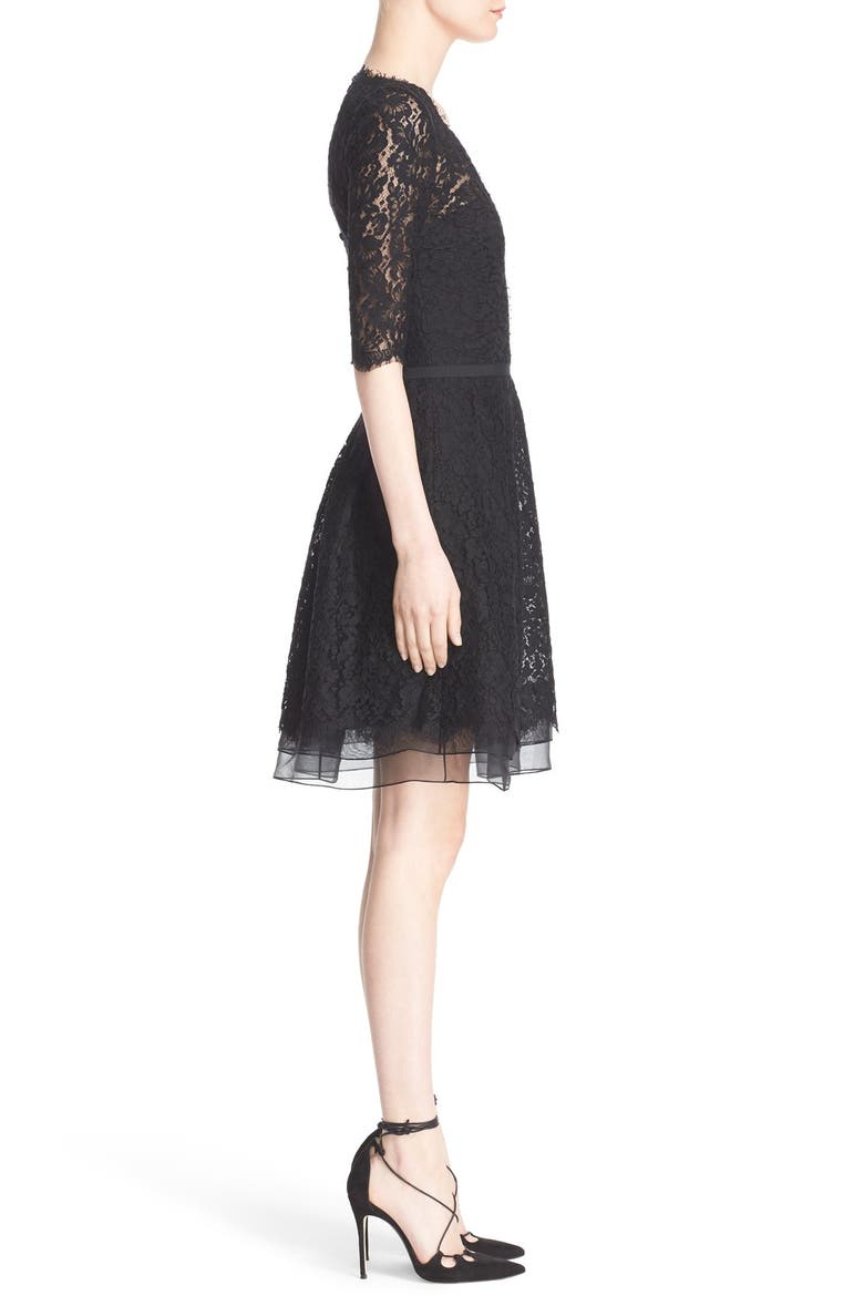 Lace A-Line Cocktail Dress, Alternate, color, BLACK