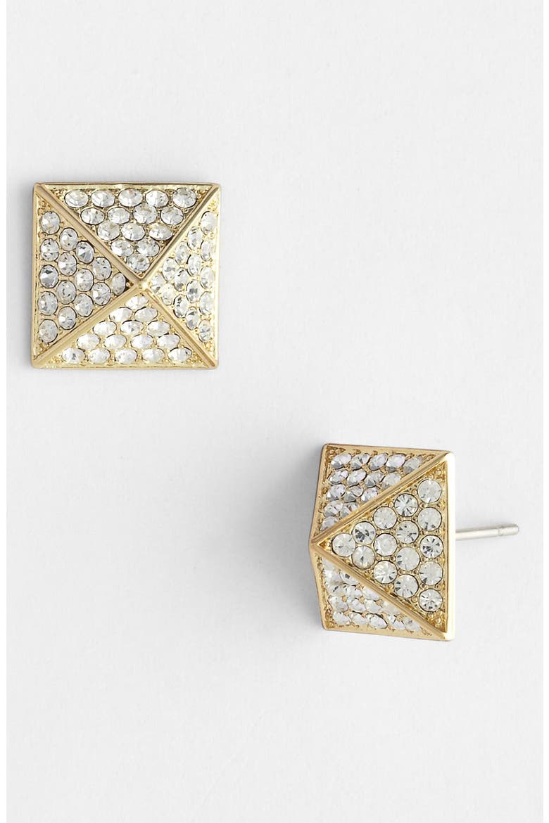 Stud Earrings, Main, color, GOLD/ CLEAR CRYSTAL