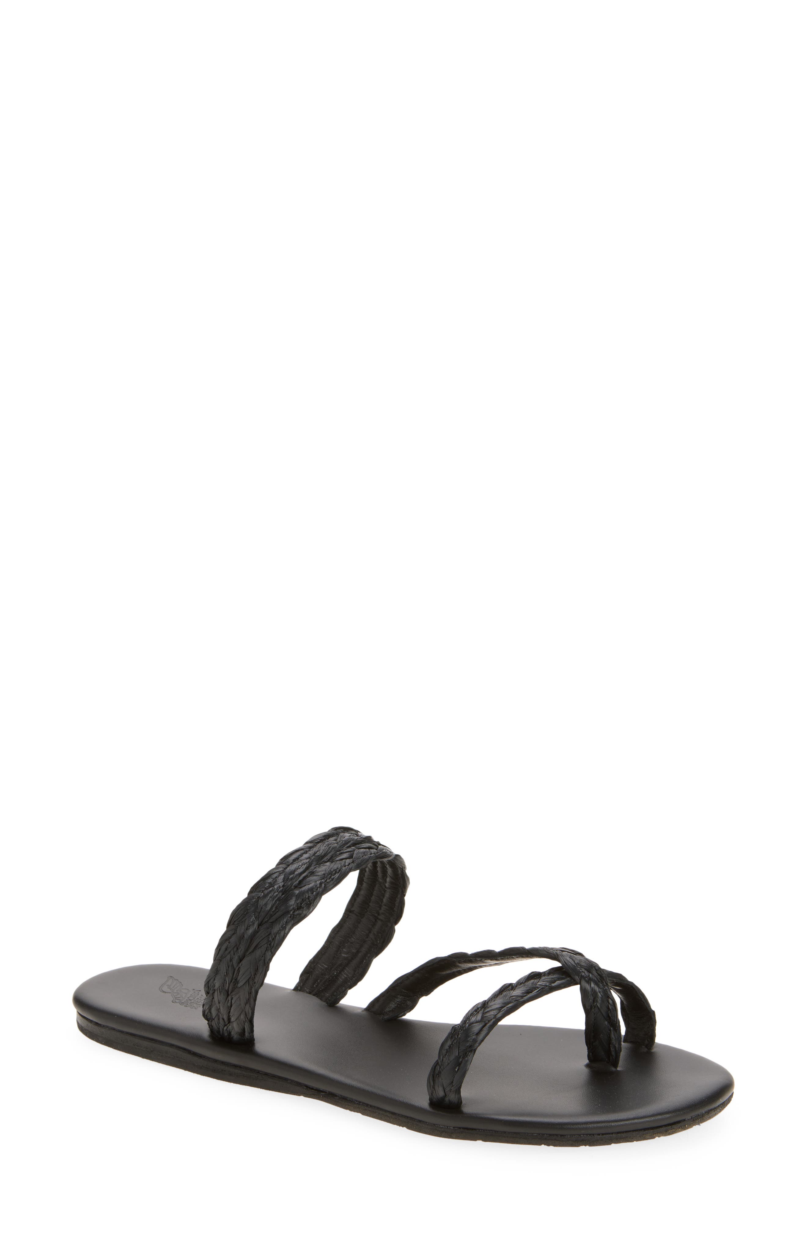 Daphnae Raffia Sandal, Main, color, BLACK