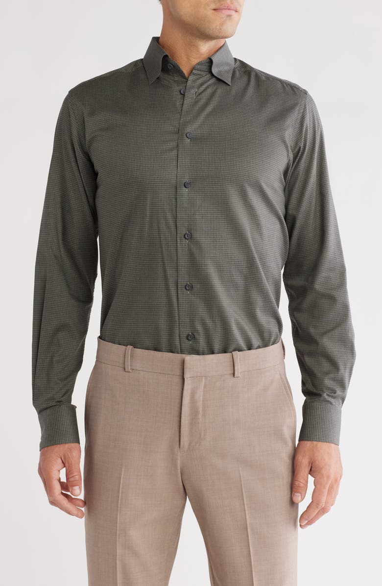 Eton Contemporary Fit Check Dress Shirt, Main, color, 
