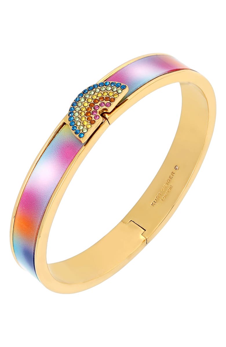 Kurt Geiger London Crystal Rainbow Hinge Bangle, Alternate, color, 