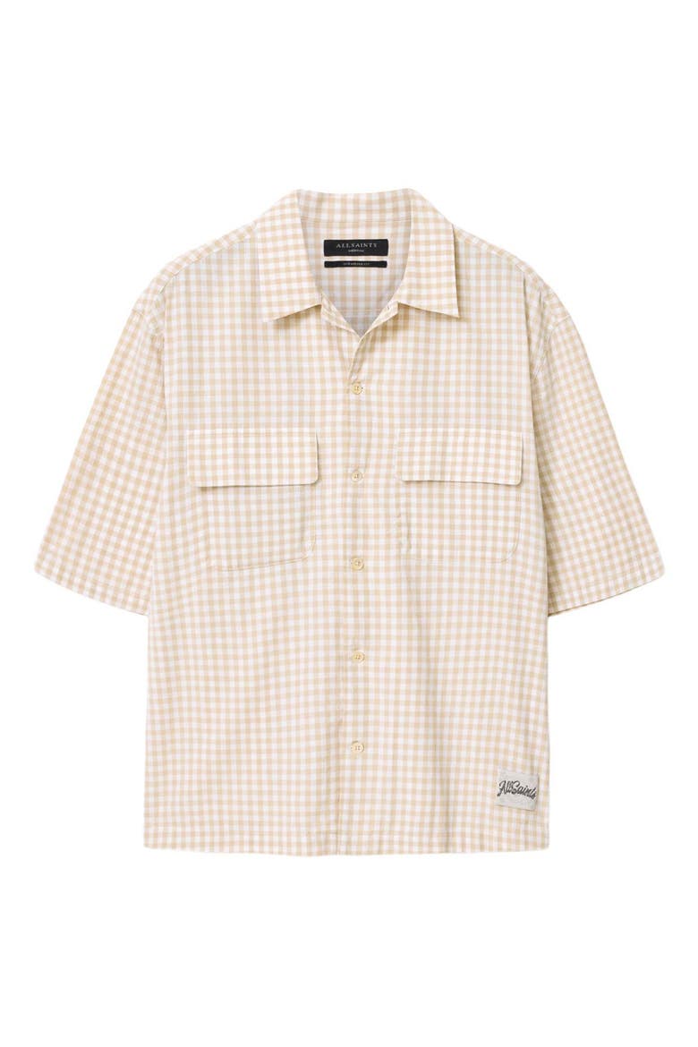 Rockland Gingham Cotton Button-Up Shirt, Alternate, color, DESERT YELLOW