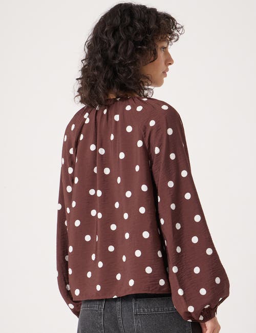 Hush Printed Airflow V Neck Blouse In Brown