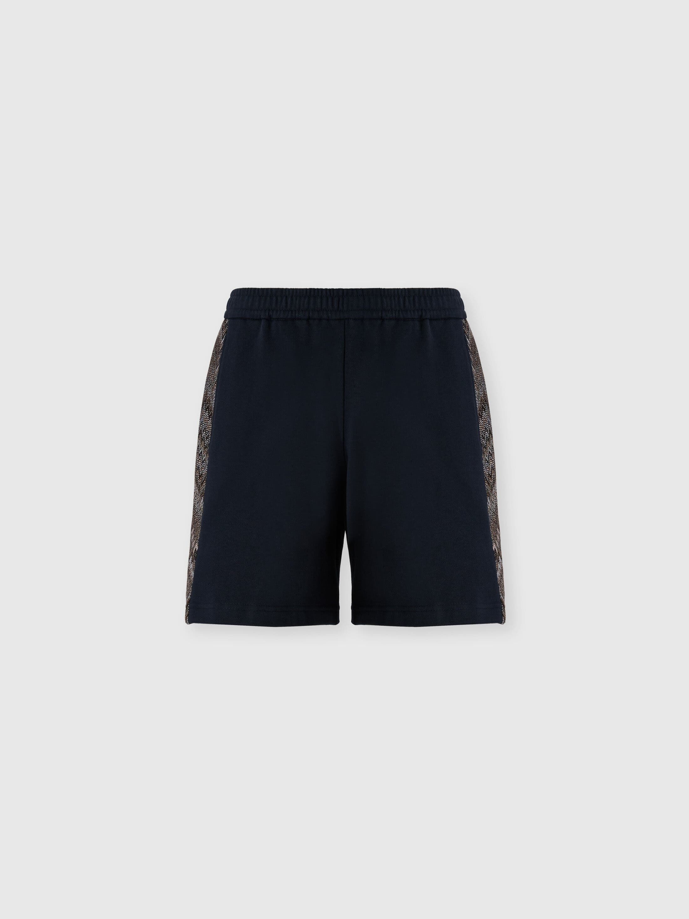 Cotton Fleece Shorts With Zigzag Insert