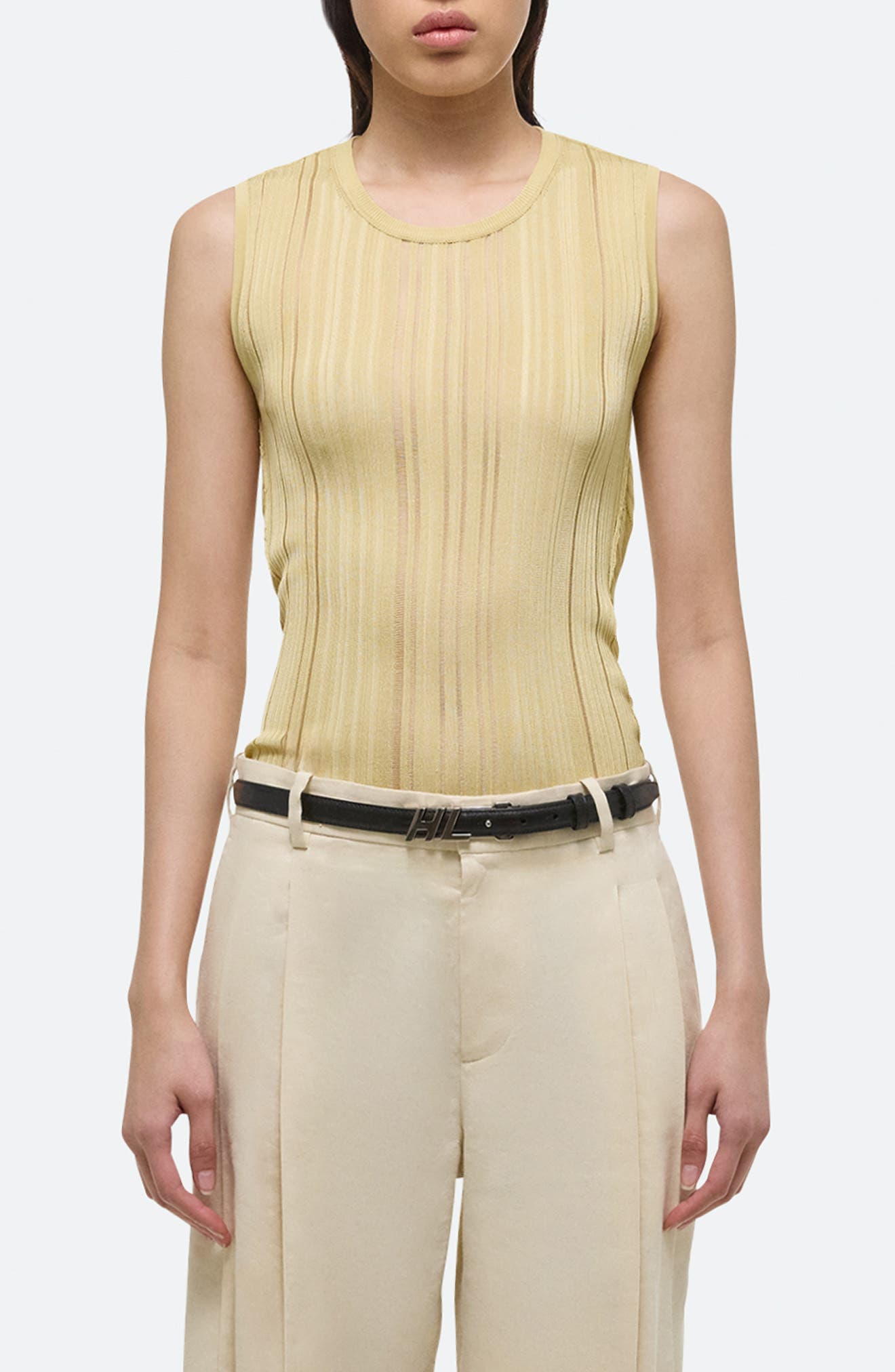 Helmut Lang Open Back Semisheer Sleeveless Sweater
