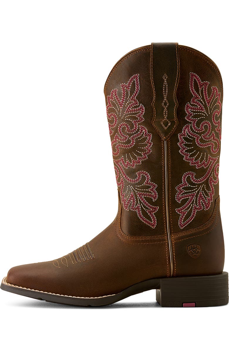 Ariat Round Up StretchFit<sup>™</sup> Wide Square Toe Western Boot, Alternate, color, Sassy Brown
