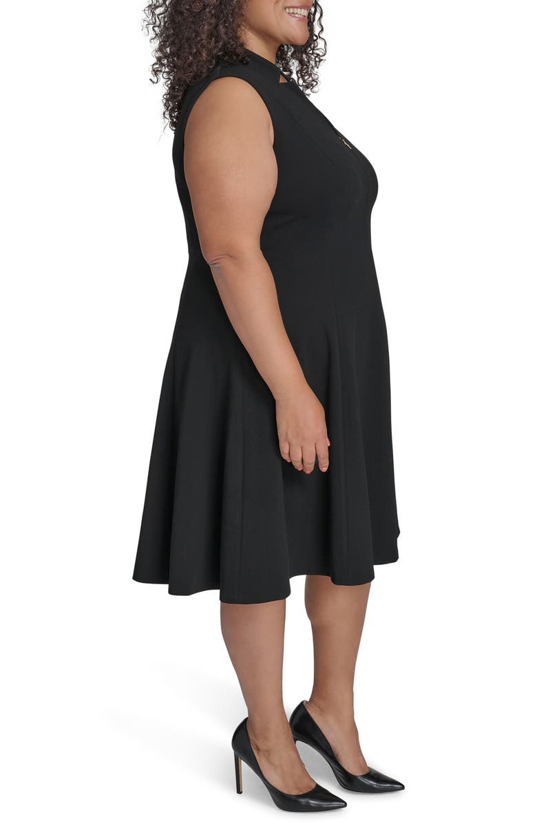 Calvin Klein Logo Zip Scuba Crepe Dress, Alternate, color, Black