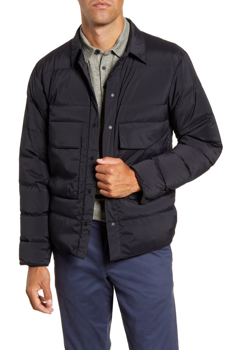Water Repellent Down Shirt Jacket, Main, color, BLACK