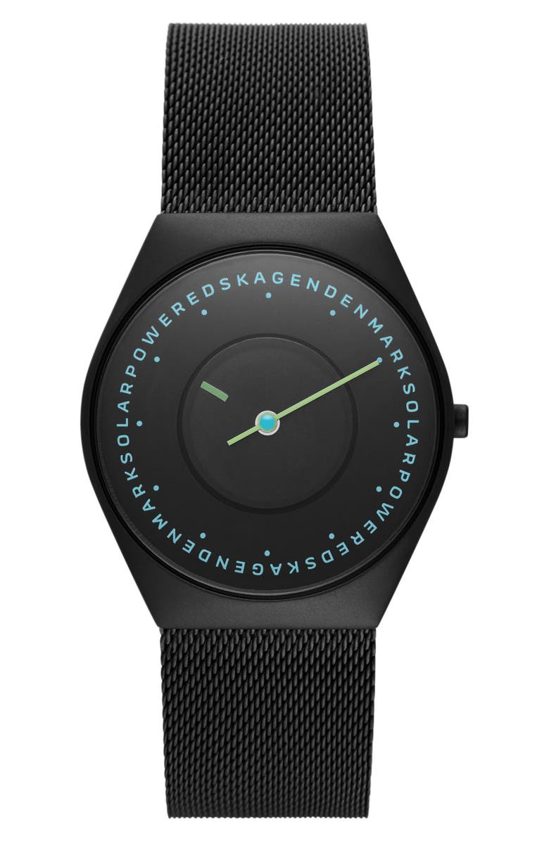 Skagen Grenen Solar Powered Mesh Strap Watch, 37mm, Main, color,