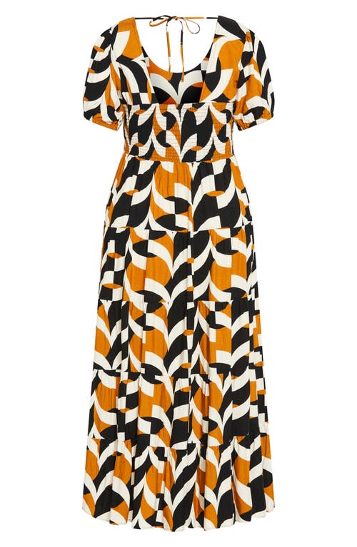 City Chic Mila Print Maxi Dress In Black