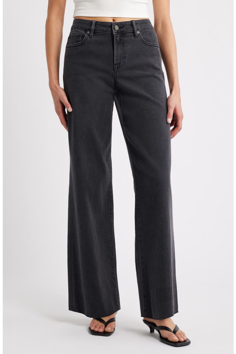 Raw Hem High Waist Wide Leg Jeans, Main, color, CHARCOAL