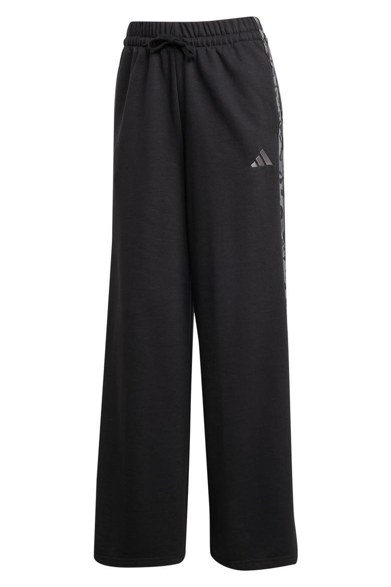 3-Stripes Open Hem Pants, Alternate, color, BLACK/ MULTICOLOR