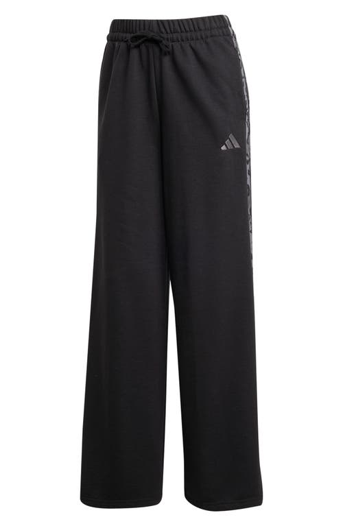 Adidas Originals Womens Adidas 3-stripes Animal Printed Open Hem Pants In Black